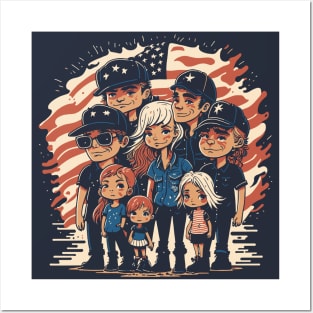 Patriotic American Family Posters and Art